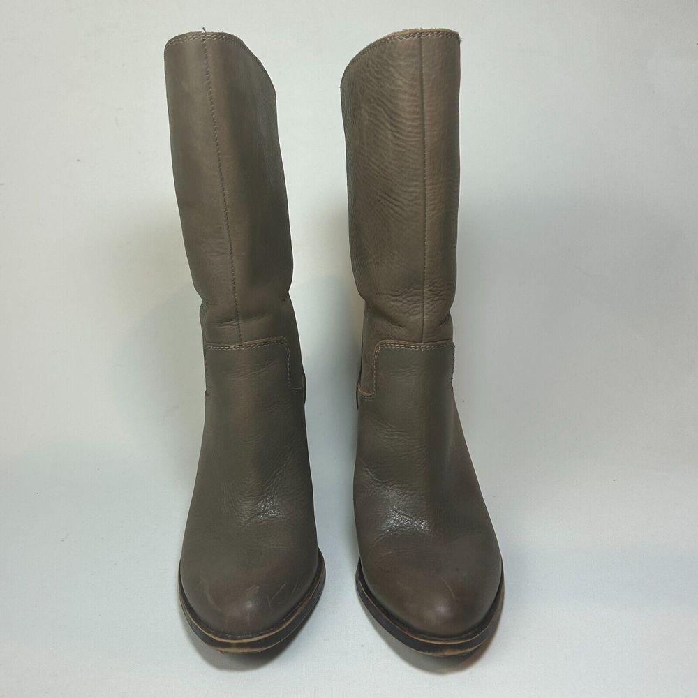Lucky Brand Embrleigh Taupe Leather Mid Shaft Boots Booties Size 7.5 - Picture 10 of 13